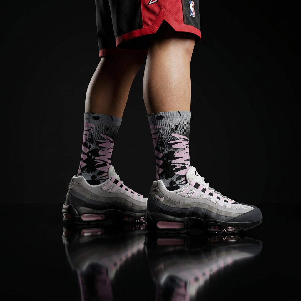 Air Max 95 Pink Foam Matching Crew Socks | Pink Foam Technical Streetwear Socks