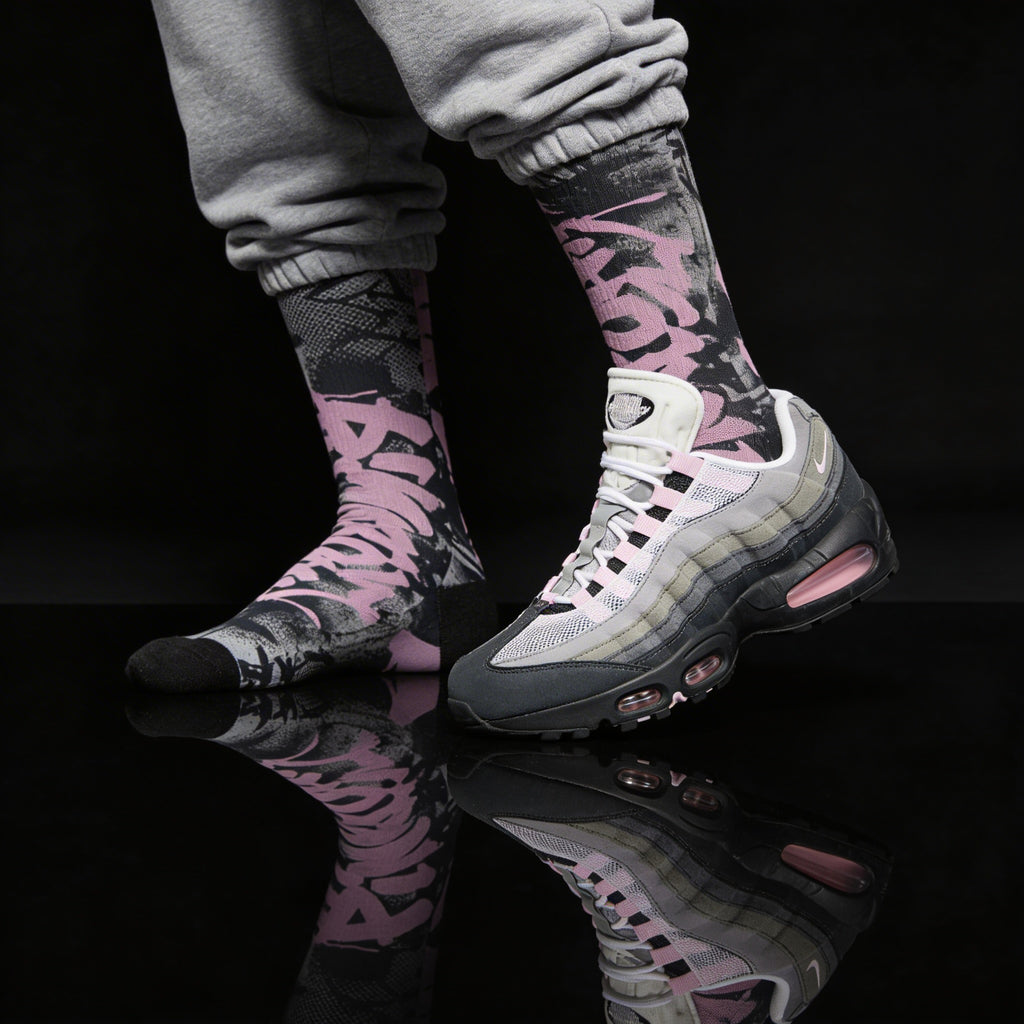 Air Max 95 Pink Foam Matching Crew Socks | Pink Foam Technical Streetwear Socks
