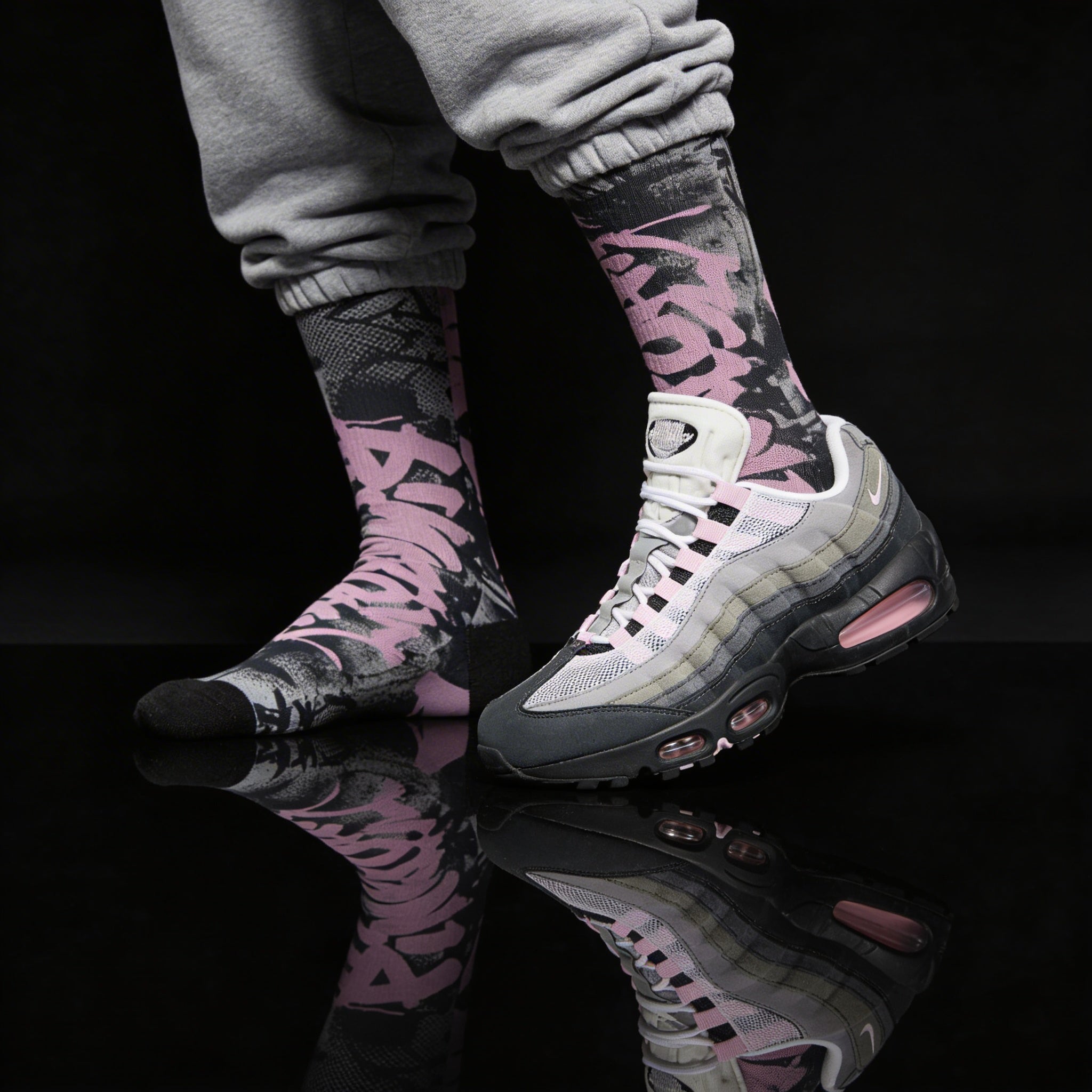 Air Max 95 Pink Foam Matching Crew Socks | Pink Foam Technical Streetwear Socks