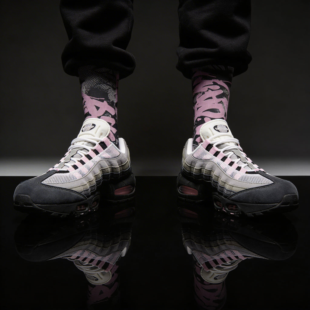 Air Max 95 Pink Foam Matching Crew Socks | Pink Foam Technical Streetwear Socks