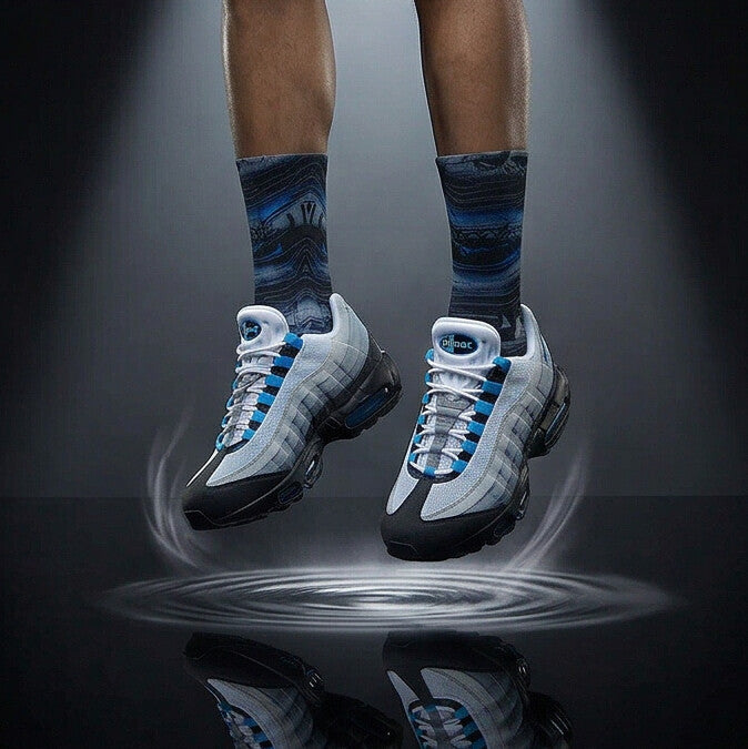 Air Max 95 Blue Spark matching Crew Socks | 95 Inspired Electric Blue Technical Streetwear