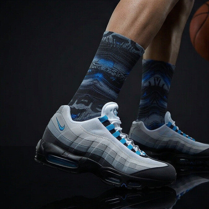 Air Max 95 Blue Spark matching Crew Socks | 95 Inspired Electric Blue Technical Streetwear