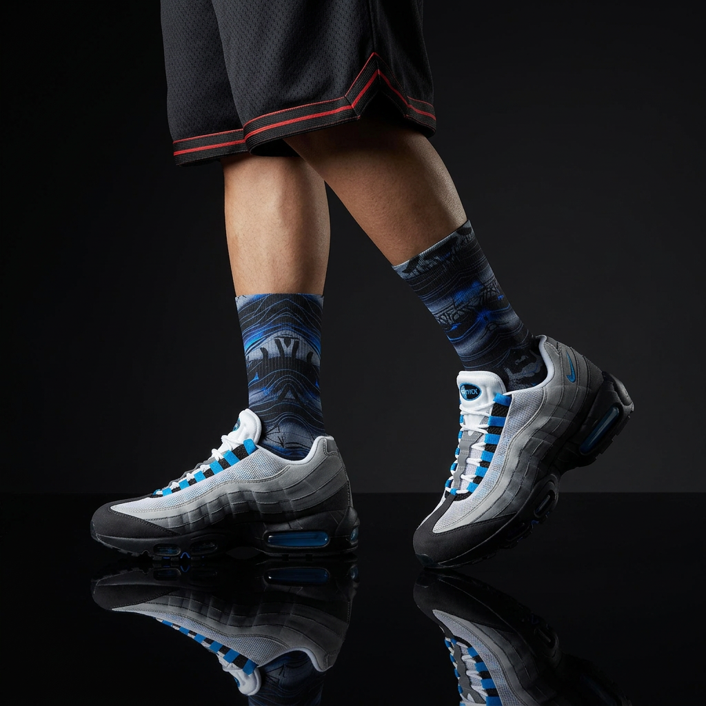 Air Max 95 Blue Spark matching Crew Socks | 95 Inspired Electric Blue Technical Streetwear