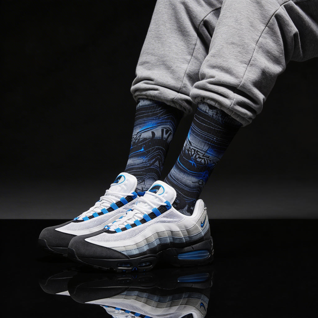 Air Max 95 Blue Spark matching Crew Socks | 95 Inspired Electric Blue Technical Streetwear