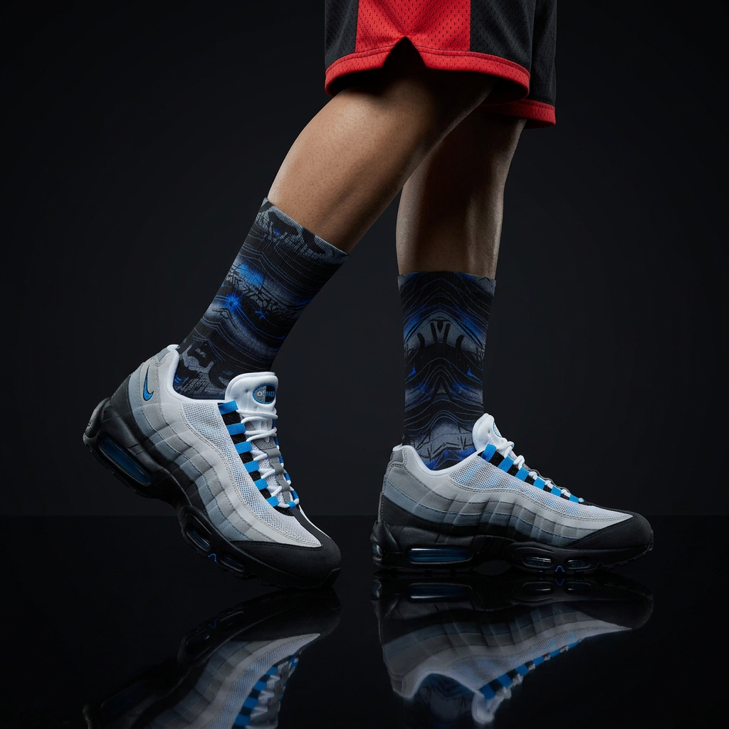 Air Max 95 Blue Spark matching Crew Socks | 95 Inspired Electric Blue Technical Streetwear