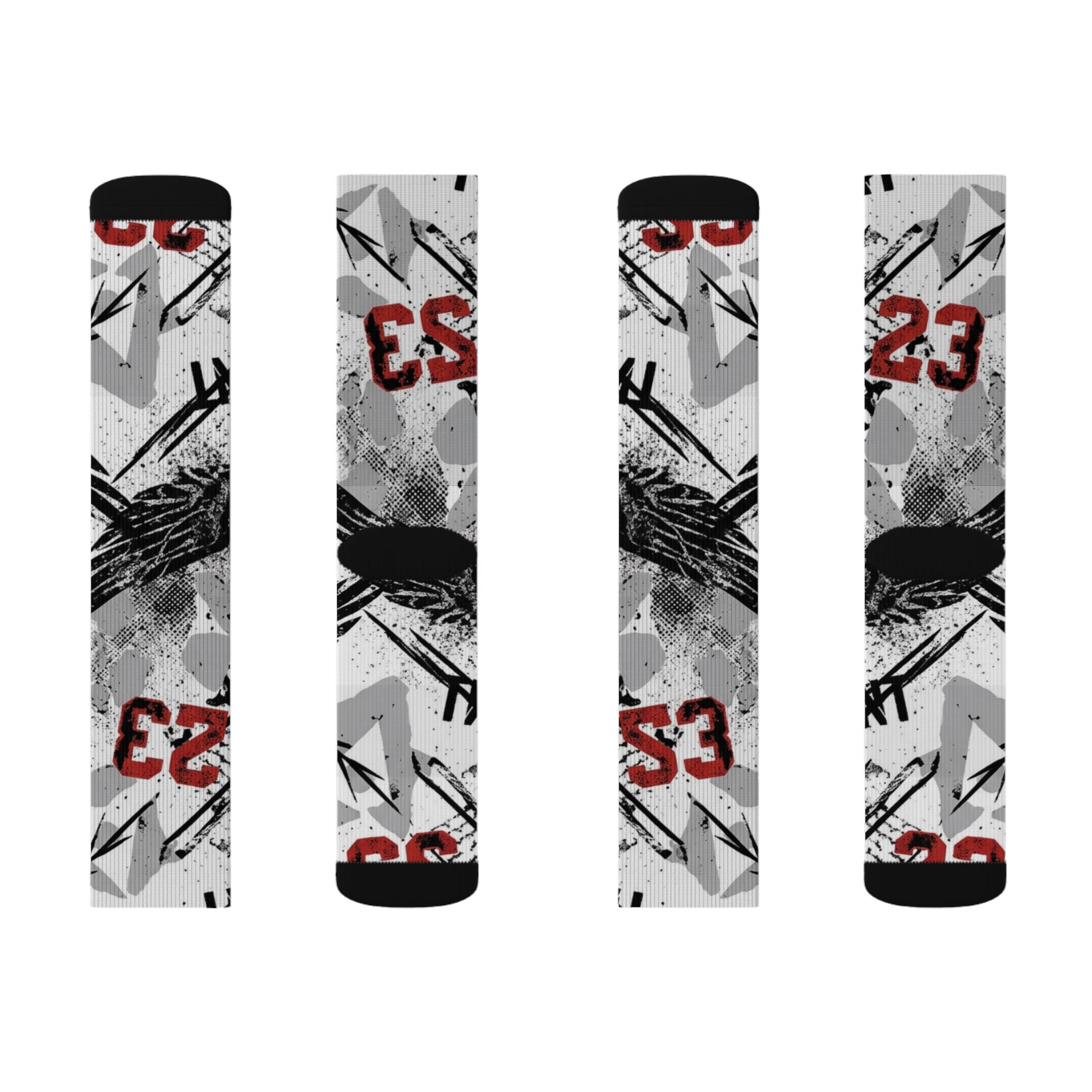 Jordan 4 Retro White Cement Matching Crew Socks | Concrete Grey Basketball Streetwear