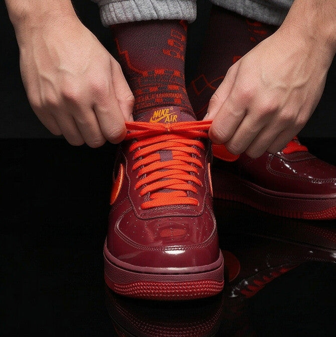 Nike Air Force 1 Low Patent Leather Dark Team Red Matching Crew Socks | Burgundy Premium