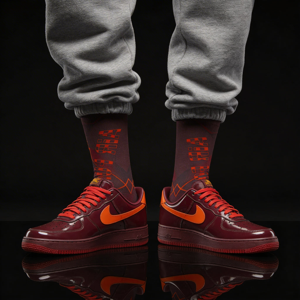 Nike Air Force 1 Low Patent Leather Dark Team Red Matching Crew Socks | Burgundy Premium