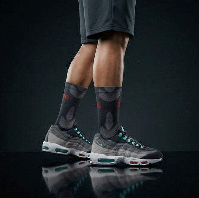 Nike Air Max 95 Greedy/What The Matching Crew Socks | Chaotic Collector Streetwear Mashup
