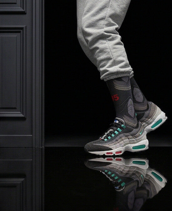 Nike Air Max 95 Greedy/What The Matching Crew Socks | Chaotic Collector Streetwear Mashup