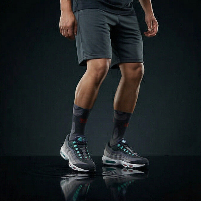 Nike Air Max 95 Greedy/What The Matching Crew Socks | Chaotic Collector Streetwear Mashup
