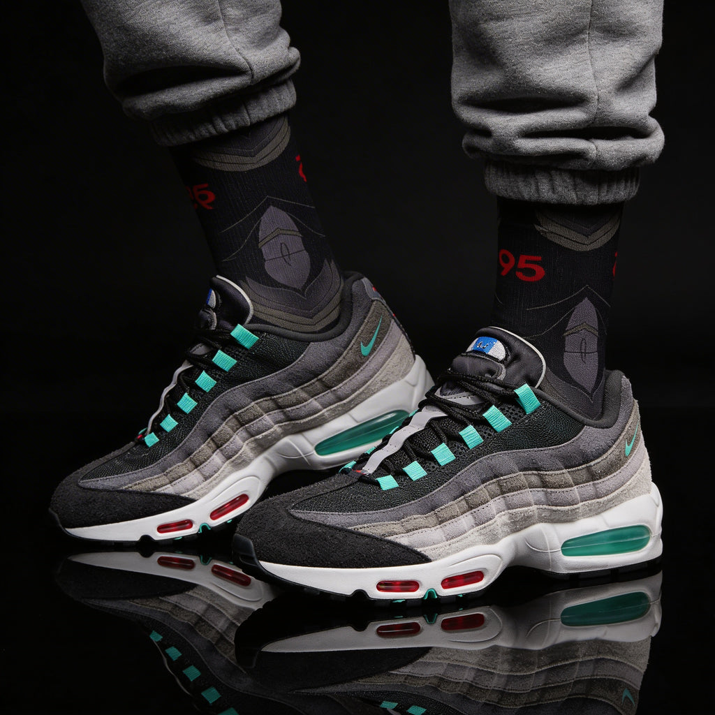 Nike Air Max 95 Greedy/What The Matching Crew Socks | Chaotic Collector Streetwear Mashup