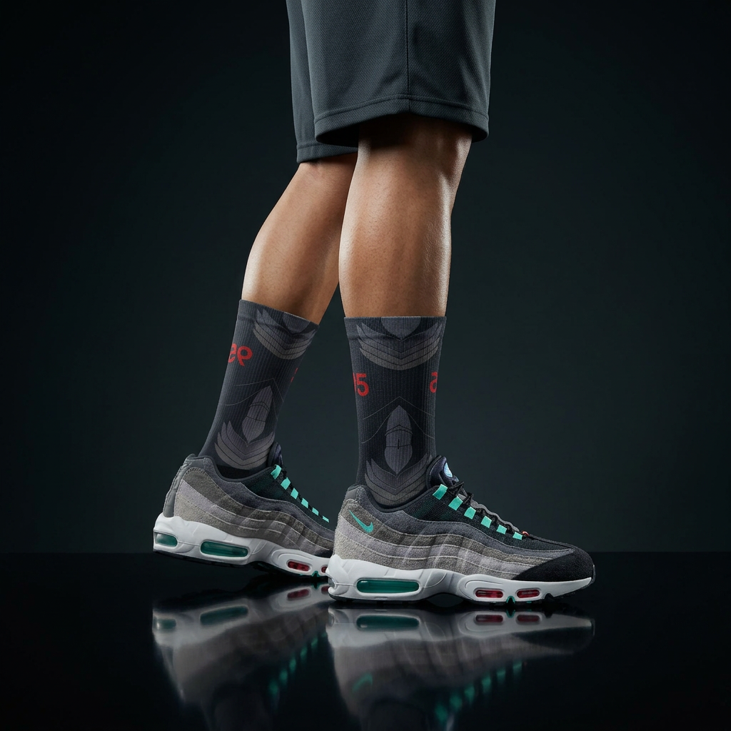 Nike Air Max 95 Greedy/What The Matching Crew Socks | Chaotic Collector Streetwear Mashup