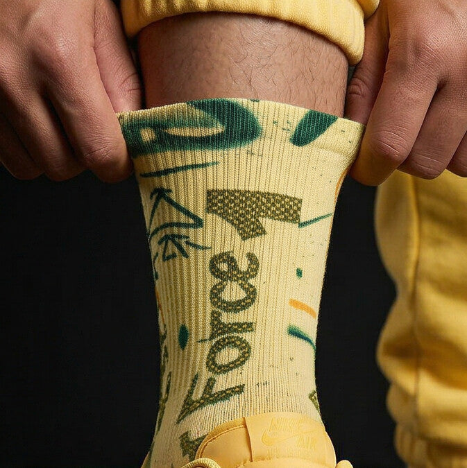 Nike Air Force 1 Low Patent Leather Topaz Gold Matching Crew Socks | Luxury Streetwear