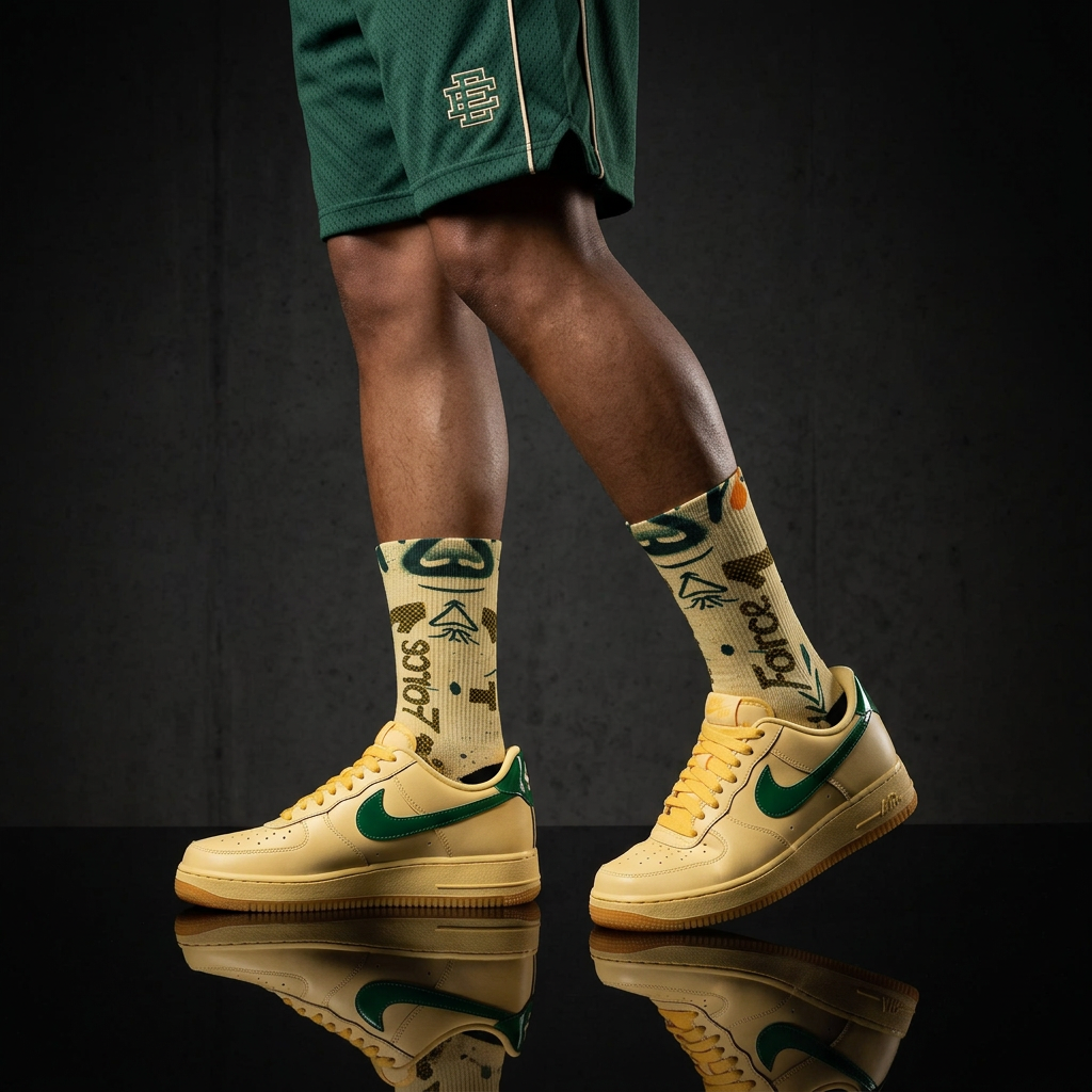 Nike Air Force 1 Low Patent Leather Topaz Gold Matching Crew Socks | Luxury Streetwear