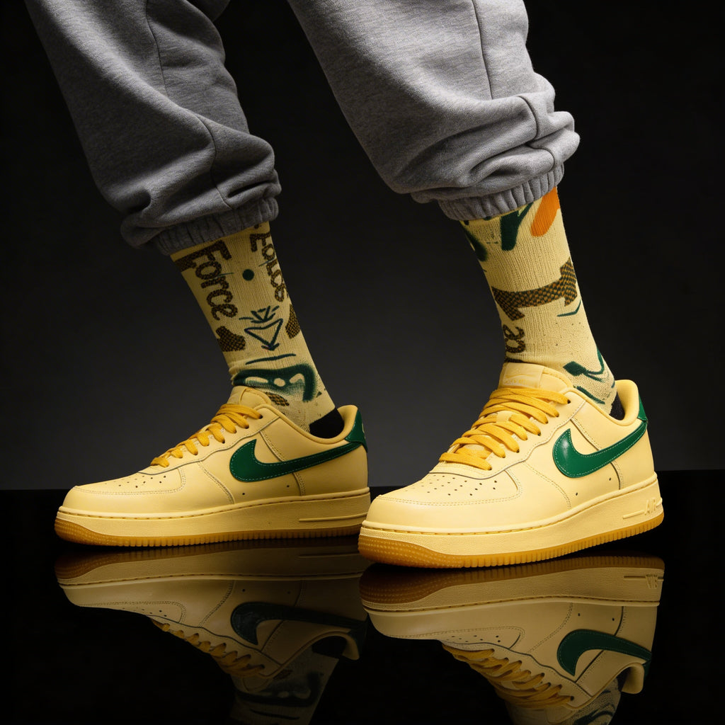 Nike Air Force 1 Low Patent Leather Topaz Gold Matching Crew Socks | Luxury Streetwear