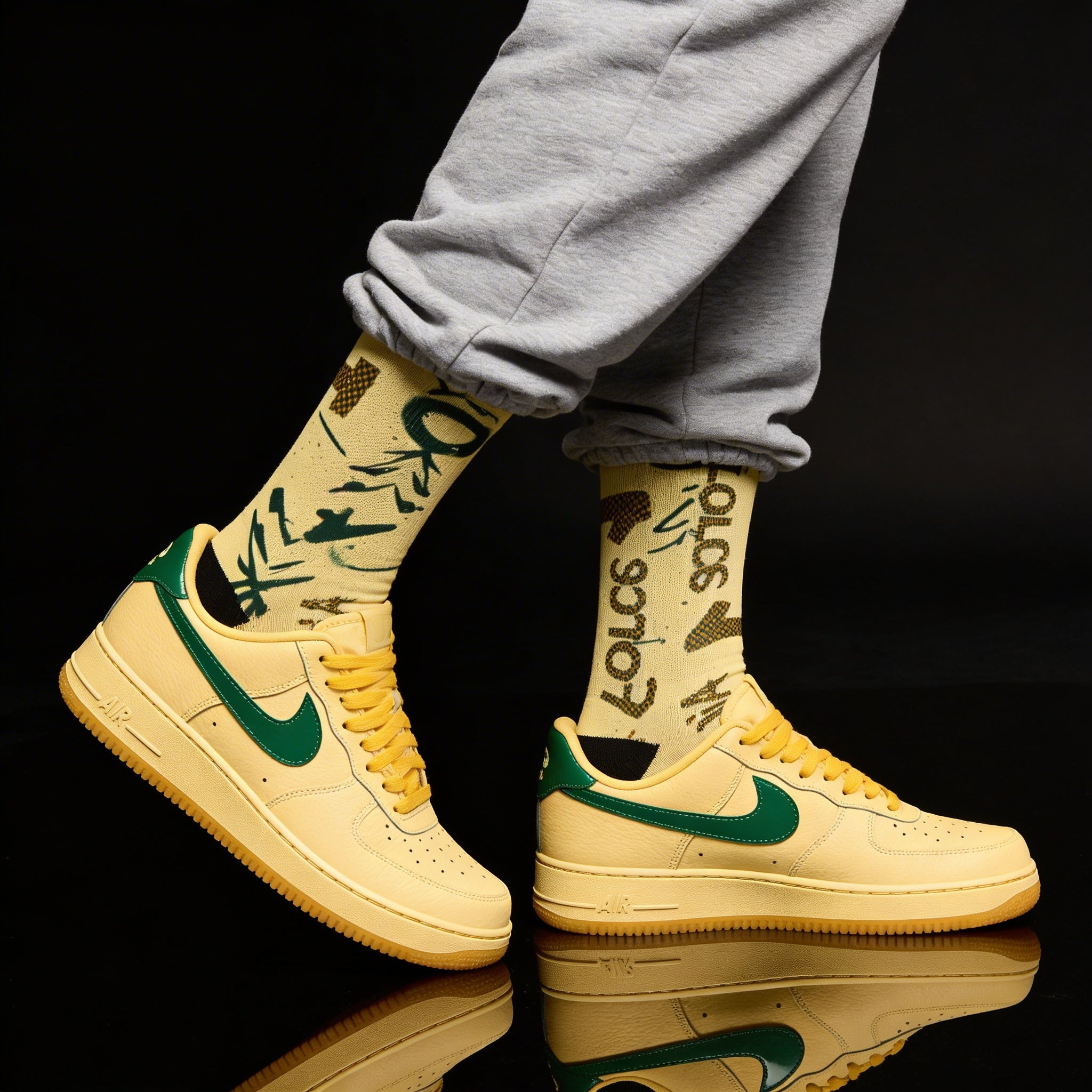 Nike Air Force 1 Low Patent Leather Topaz Gold Matching Crew Socks | Luxury Streetwear