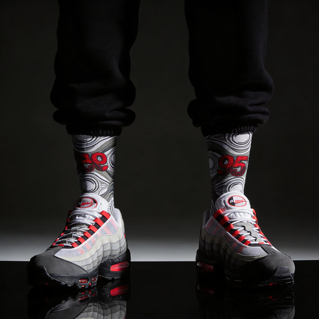 Air Max 95 Big Bubble Solar Red Matching Crew Socks | Explosive Streetwear