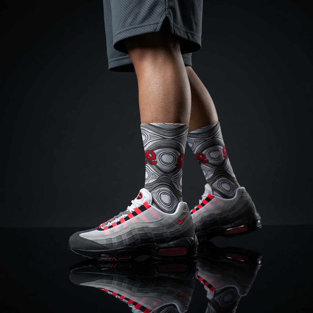Air Max 95 Big Bubble Solar Red Matching Crew Socks | Explosive Streetwear