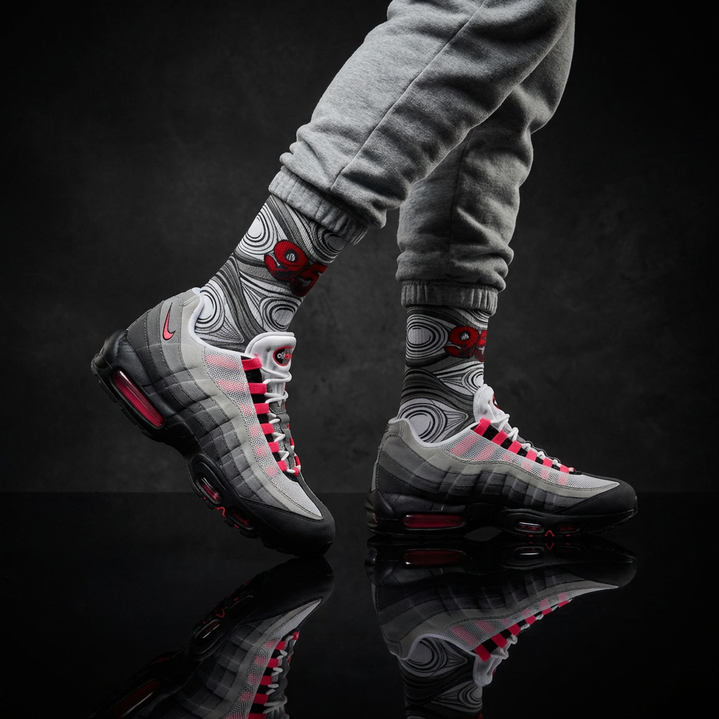 Air Max 95 Big Bubble Solar Red Matching Crew Socks | Explosive Streetwear