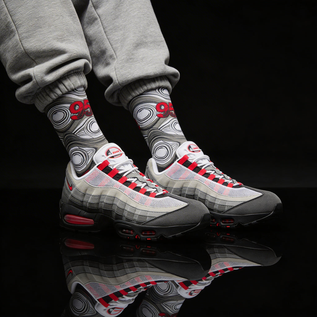 Air Max 95 Big Bubble Solar Red Matching Crew Socks | Explosive Streetwear