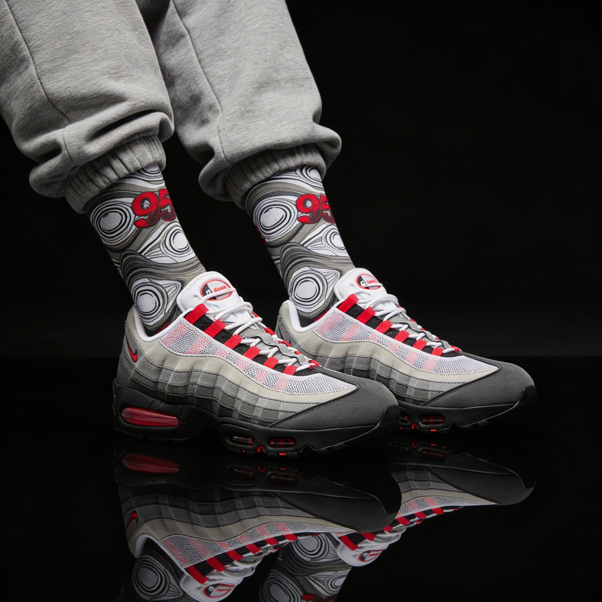 Air Max 95 Big Bubble Solar Red Matching Crew Socks | Explosive Streetwear
