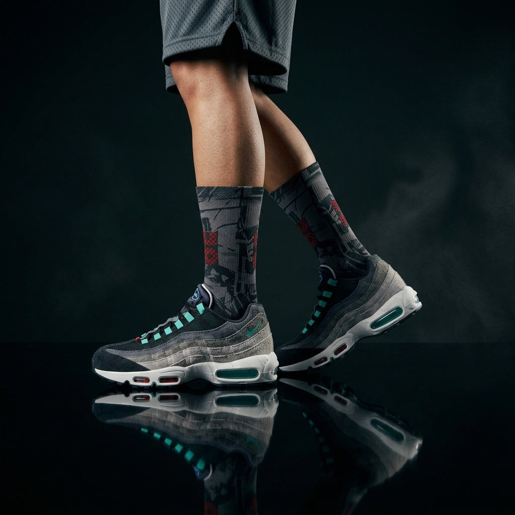 Nike Air Max 95 Greedy Matching Crew Socks | Chaotic Collector Streetwear Mashup
