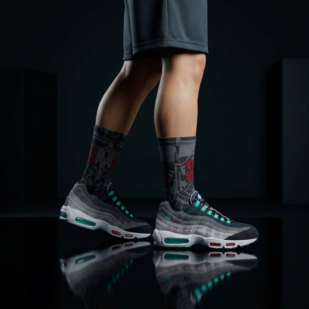 Nike Air Max 95 Greedy Matching Crew Socks | Chaotic Collector Streetwear Mashup