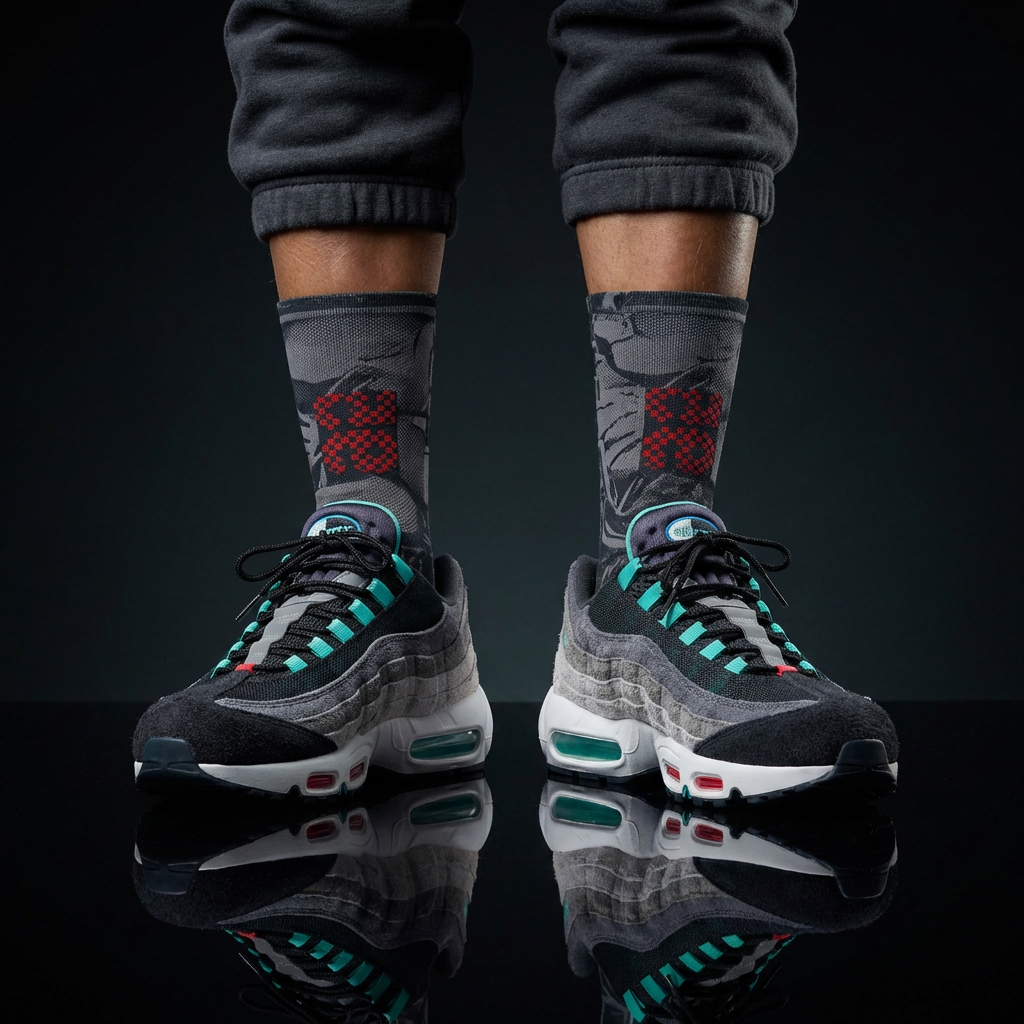 Nike Air Max 95 Greedy Matching Crew Socks | Chaotic Collector Streetwear Mashup