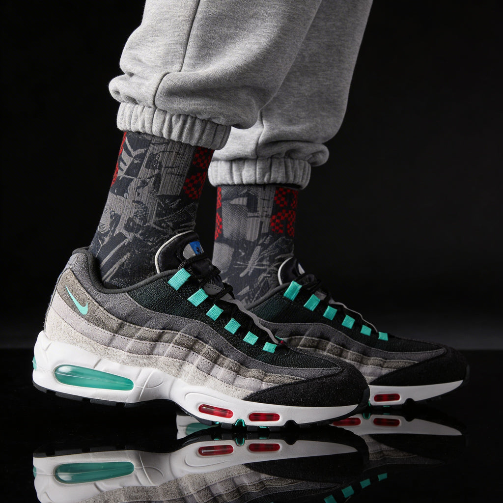 Nike Air Max 95 Greedy Matching Crew Socks | Chaotic Collector Streetwear Mashup