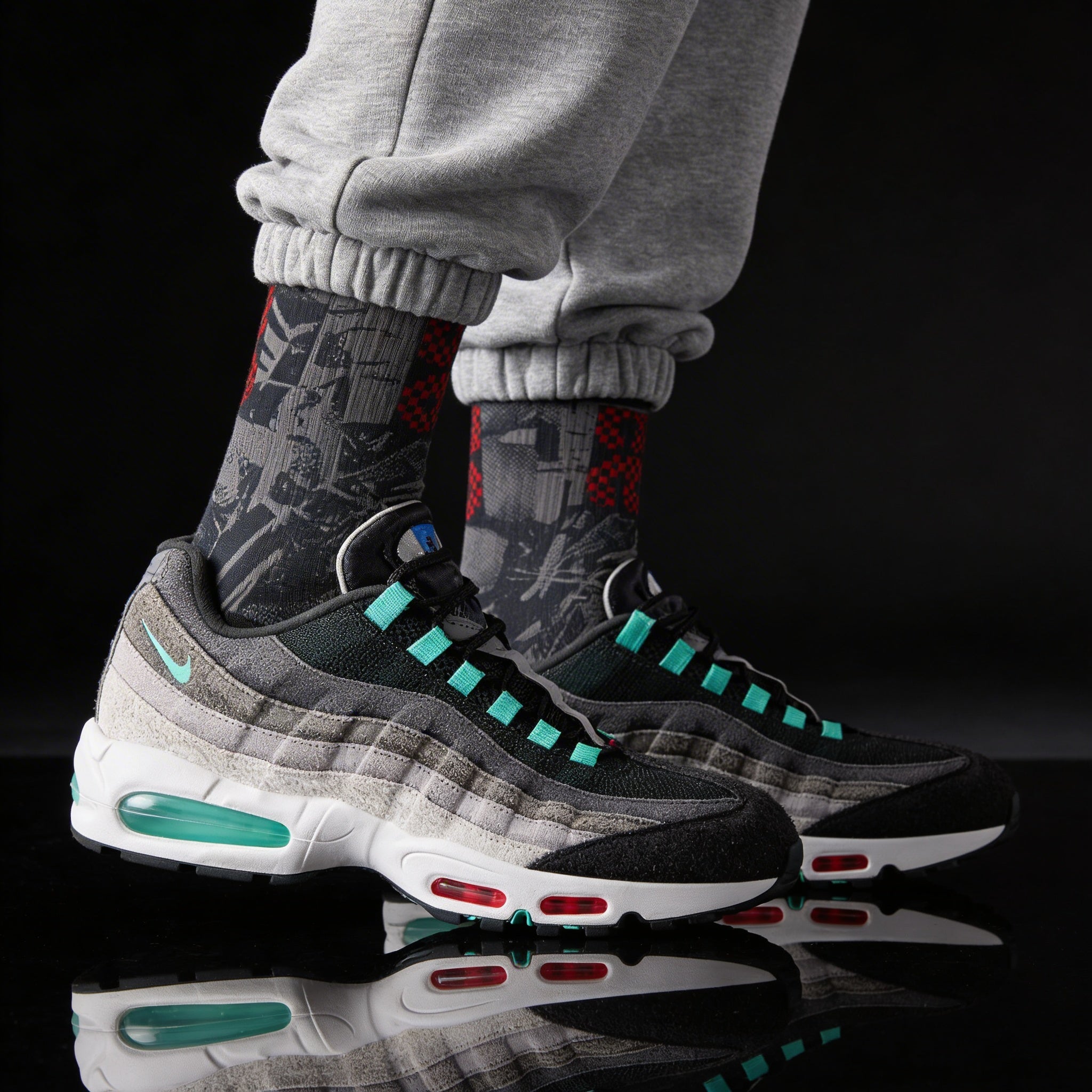Nike Air Max 95 Greedy Matching Crew Socks | Chaotic Collector Streetwear Mashup