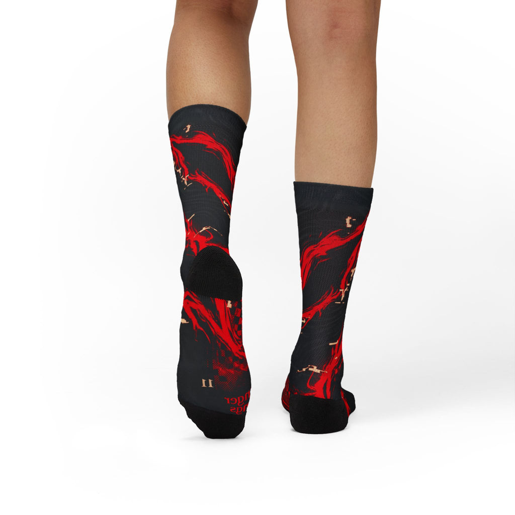 Stranger Things Nike Air Foamposite One Premium Black Bright Crimson Matching Crew Socks | Streetwear