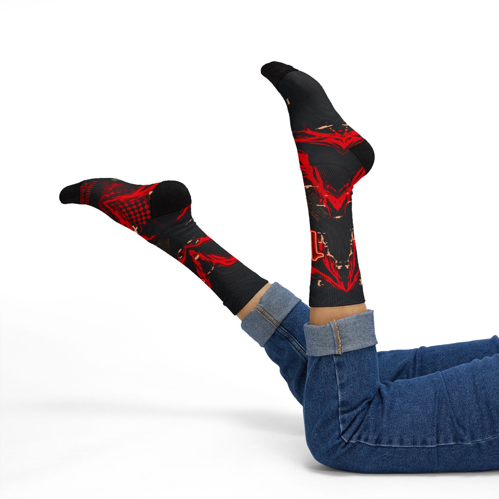 Stranger Things Nike Air Foamposite One Premium Black Bright Crimson Matching Crew Socks | Streetwear