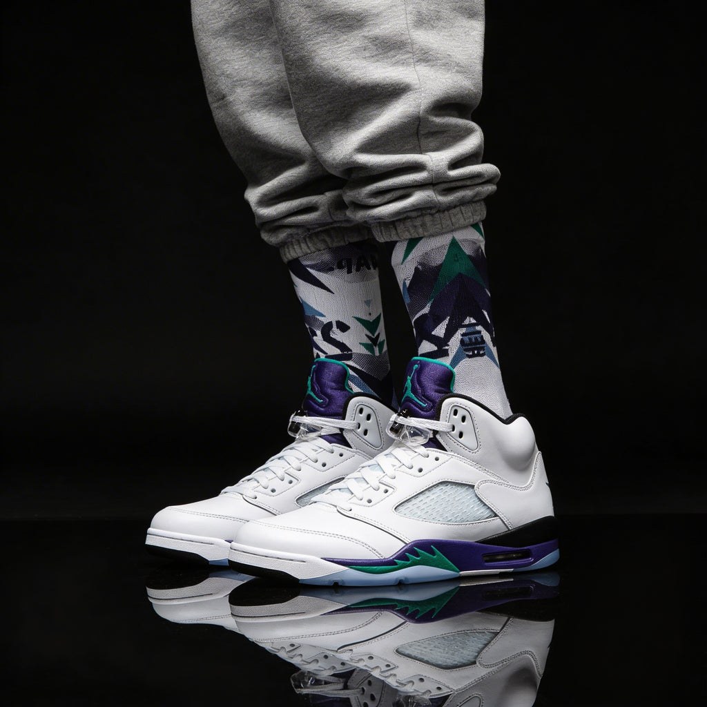 Jordan 5 Retro Grape 2025 Matching Crew Socks | Purple Royal Streetwear