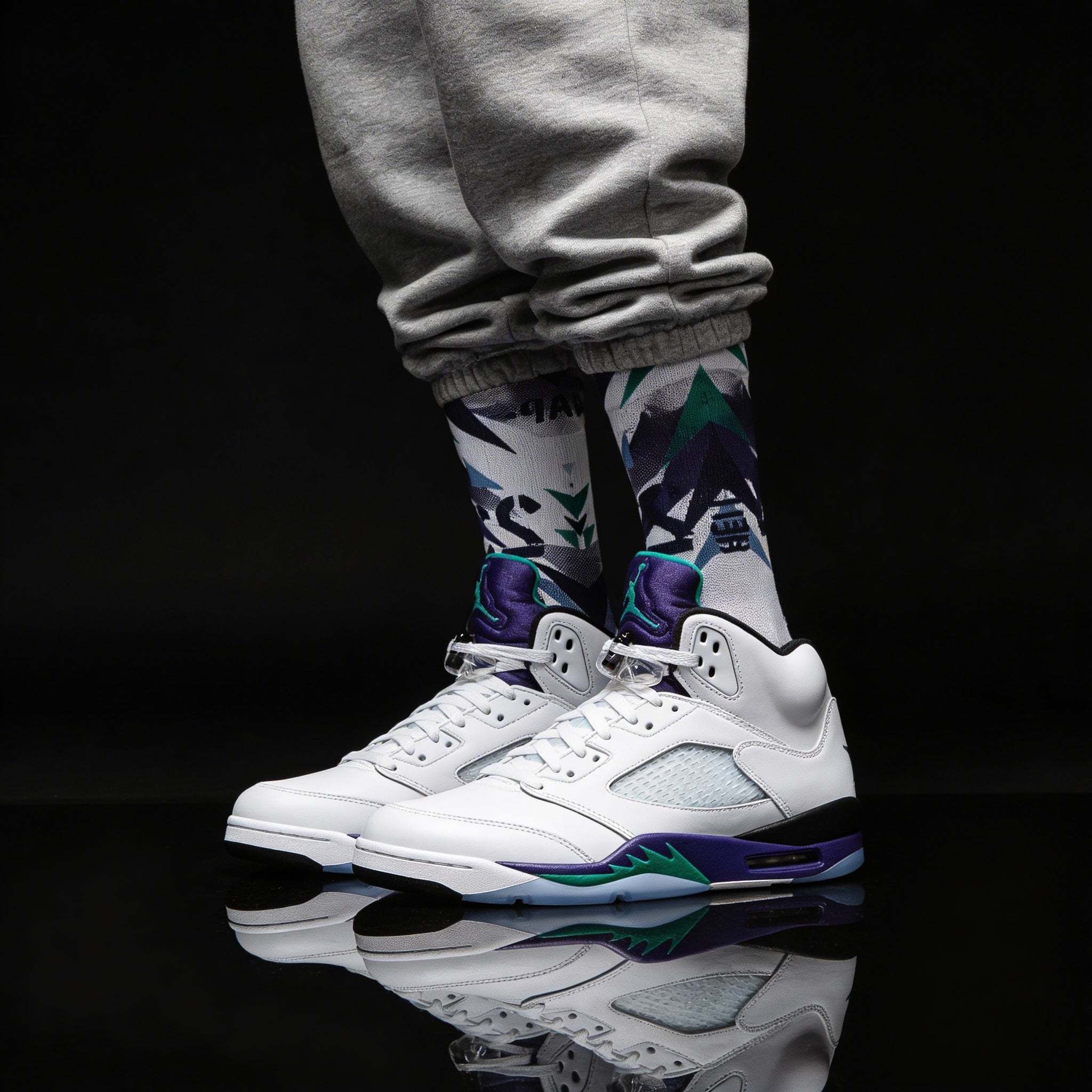 Jordan 5 Retro Grape 2025 Matching Crew Socks | Purple Royal Streetwear