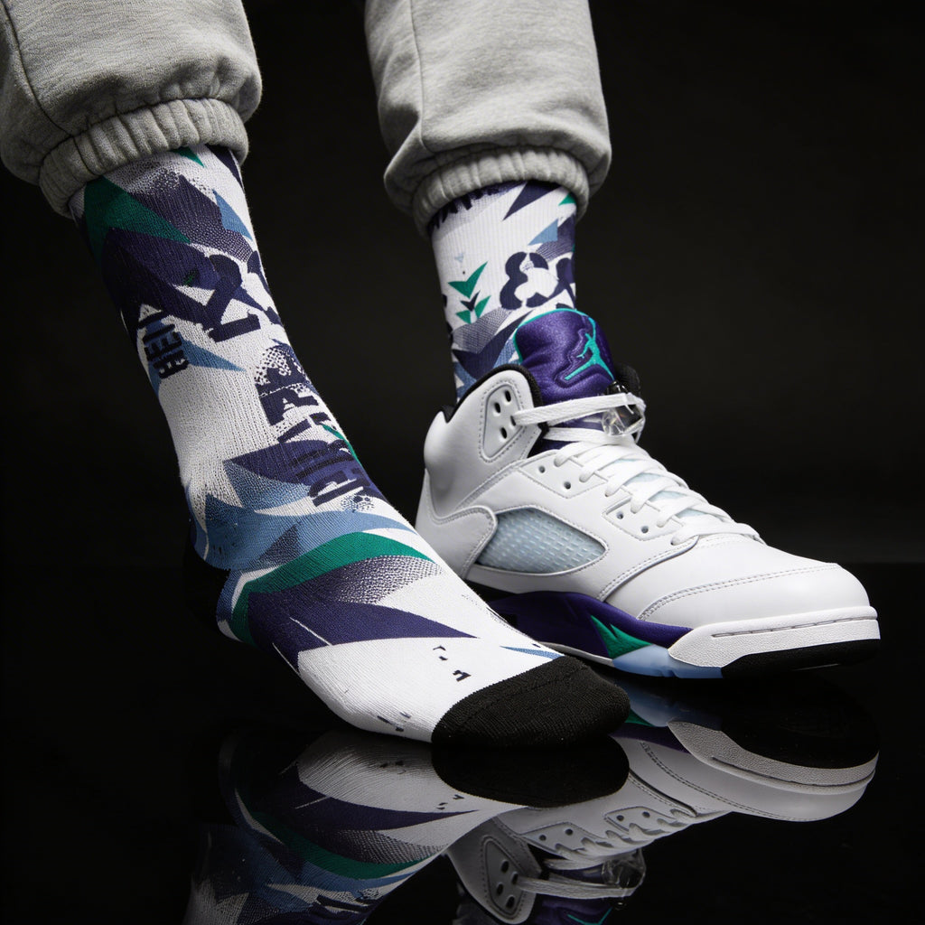 Jordan 5 Retro Grape 2025 Matching Crew Socks | Purple Royal Streetwear