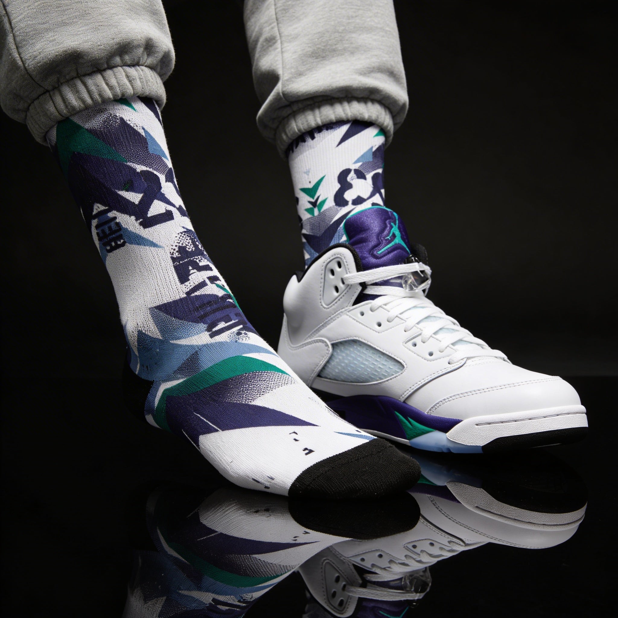 Jordan 5 Retro Grape 2025 Matching Crew Socks | Purple Royal Streetwear