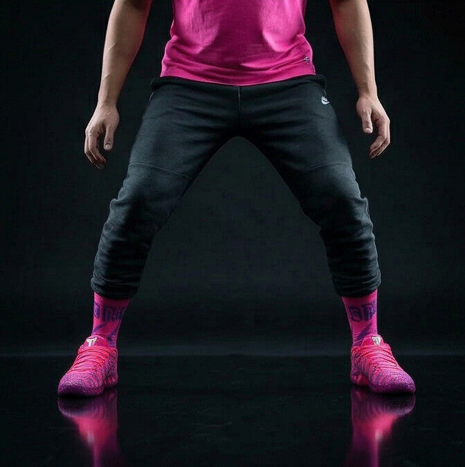 Ja 3 Price of Admission Matching Crew Socks | Memphis Basketball Pink Graffiti Streetwear