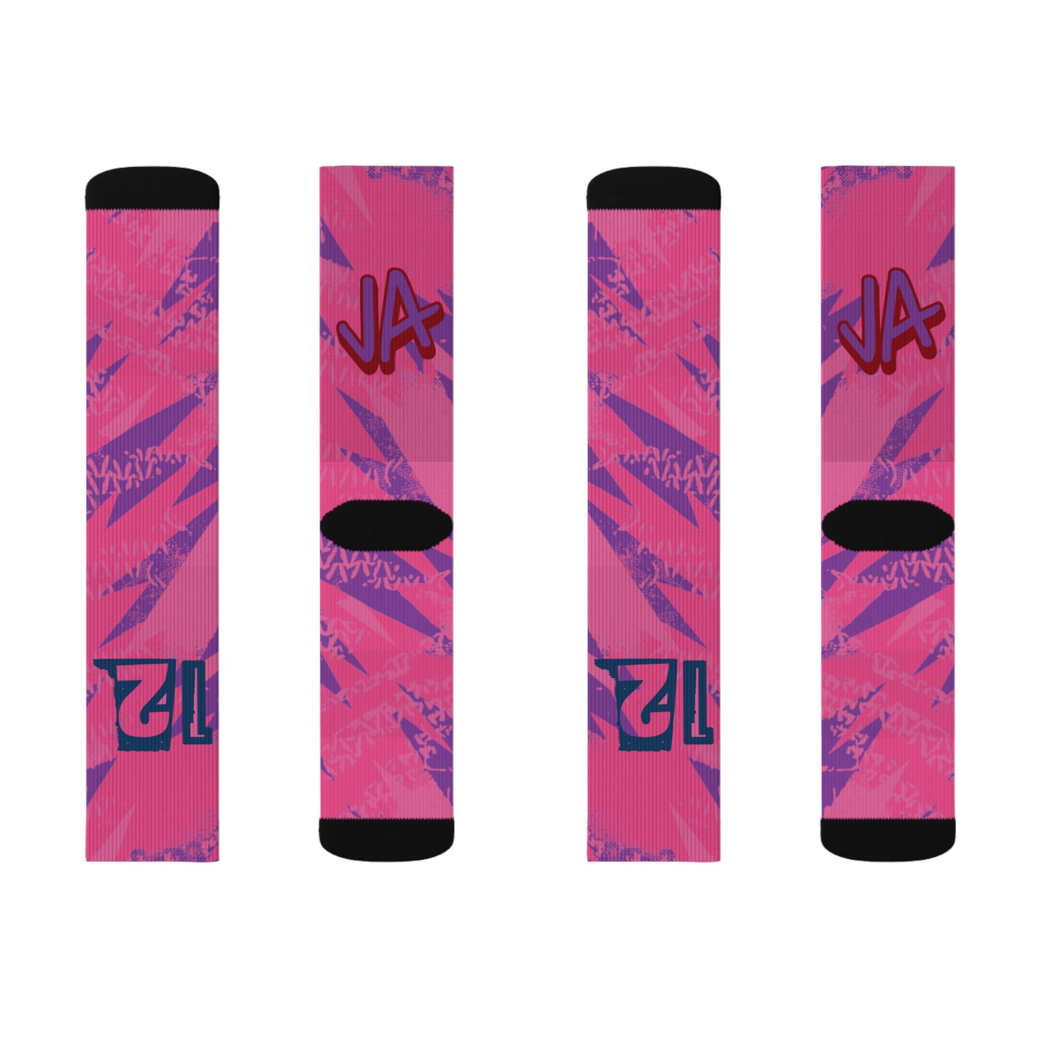 Ja 3 Price of Admission Matching Crew Socks | Memphis Basketball Pink Graffiti Streetwear