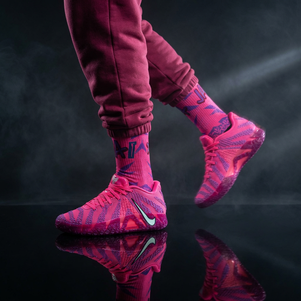 Ja 3 Price of Admission Matching Crew Socks | Memphis Basketball Pink Graffiti Streetwear