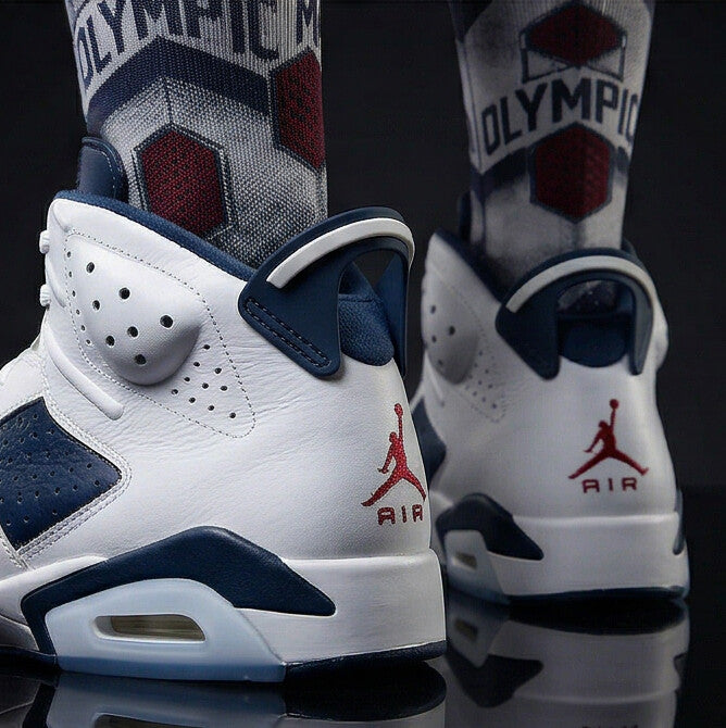 Jordan 6 Retro Olympic 2024 Matching Crew Socks | Dream Team Inspired Streetwear