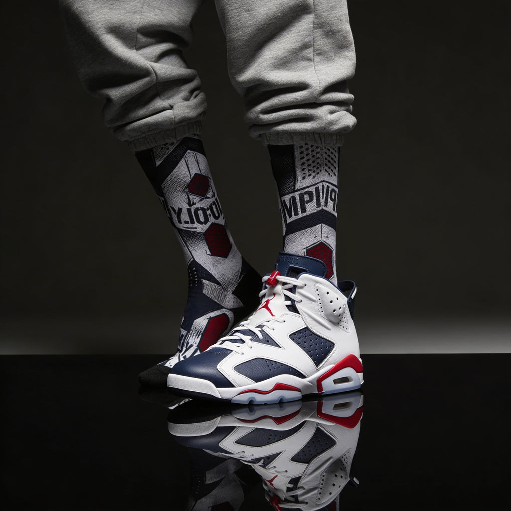 Jordan 6 Retro Olympic 2024 Matching Crew Socks | Dream Team Inspired Streetwear