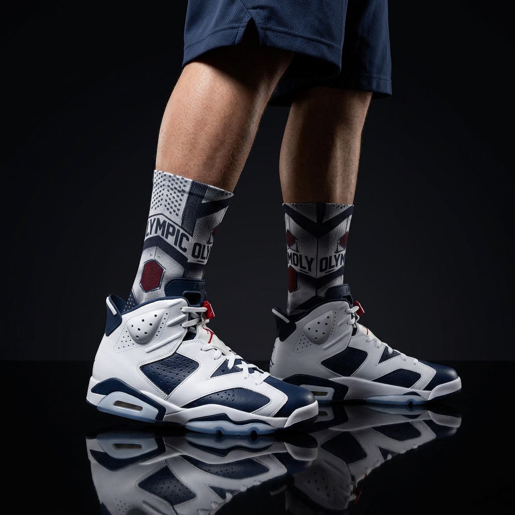 Jordan 6 Retro Olympic 2024 Matching Crew Socks | Dream Team Inspired Streetwear