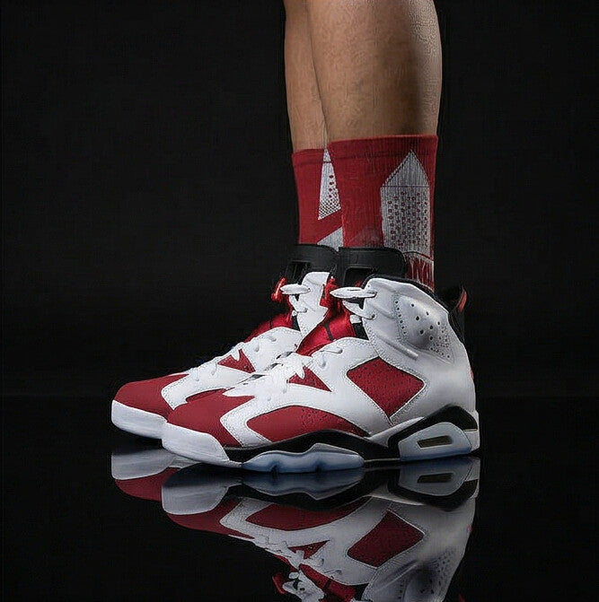 Jordan 6 Retro OG Carmine 2021 Matching Crew Socks | Championship Bulls Dynasty Streetwear