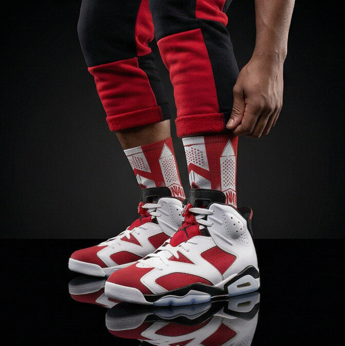 Jordan 6 Retro OG Carmine 2021 Matching Crew Socks | Championship Bulls Dynasty Streetwear