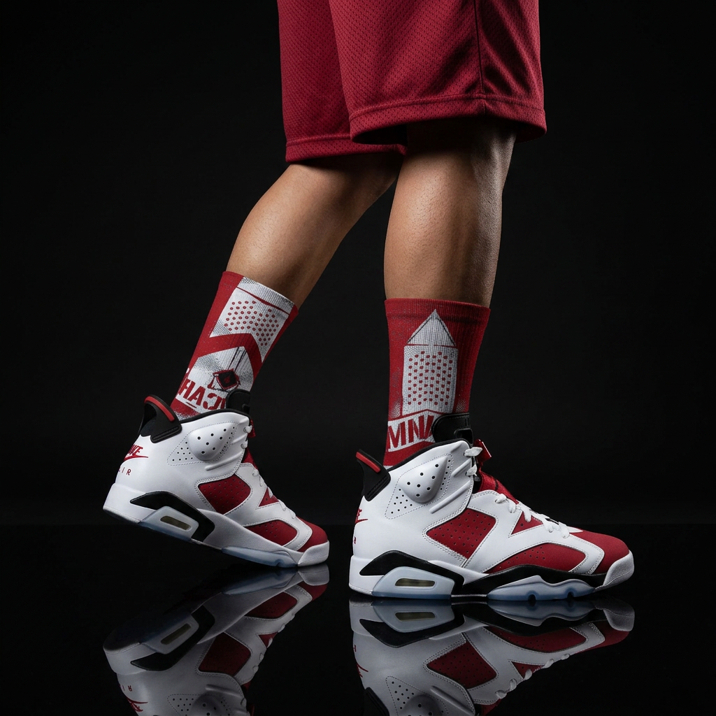 Jordan 6 Retro OG Carmine 2021 Matching Crew Socks | Championship Bulls Dynasty Streetwear