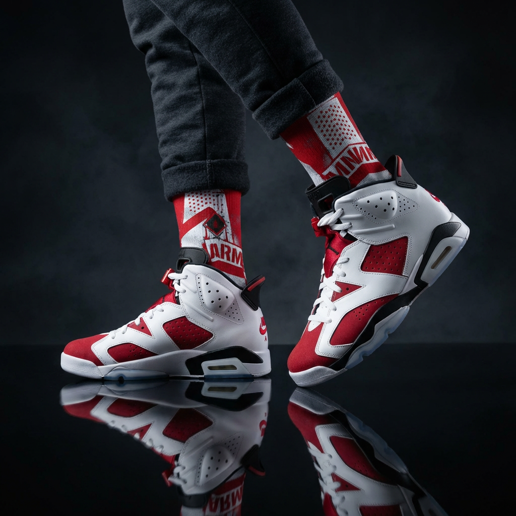 Jordan 6 Retro OG Carmine 2021 Matching Crew Socks | Championship Bulls Dynasty Streetwear