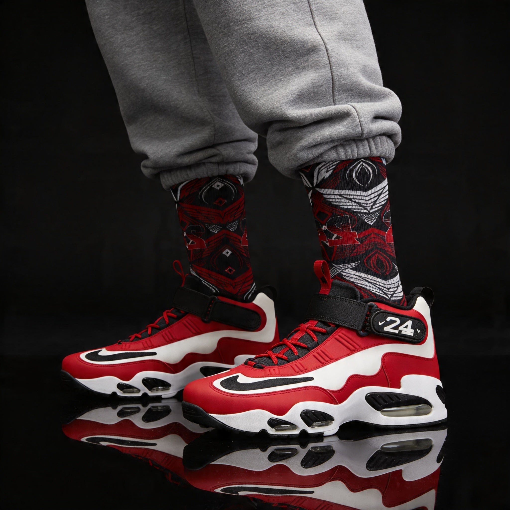 Nike Air Griffey Max 1 Cincinnati Reds matching Crew Socks | Baseball Heritage Streetwear