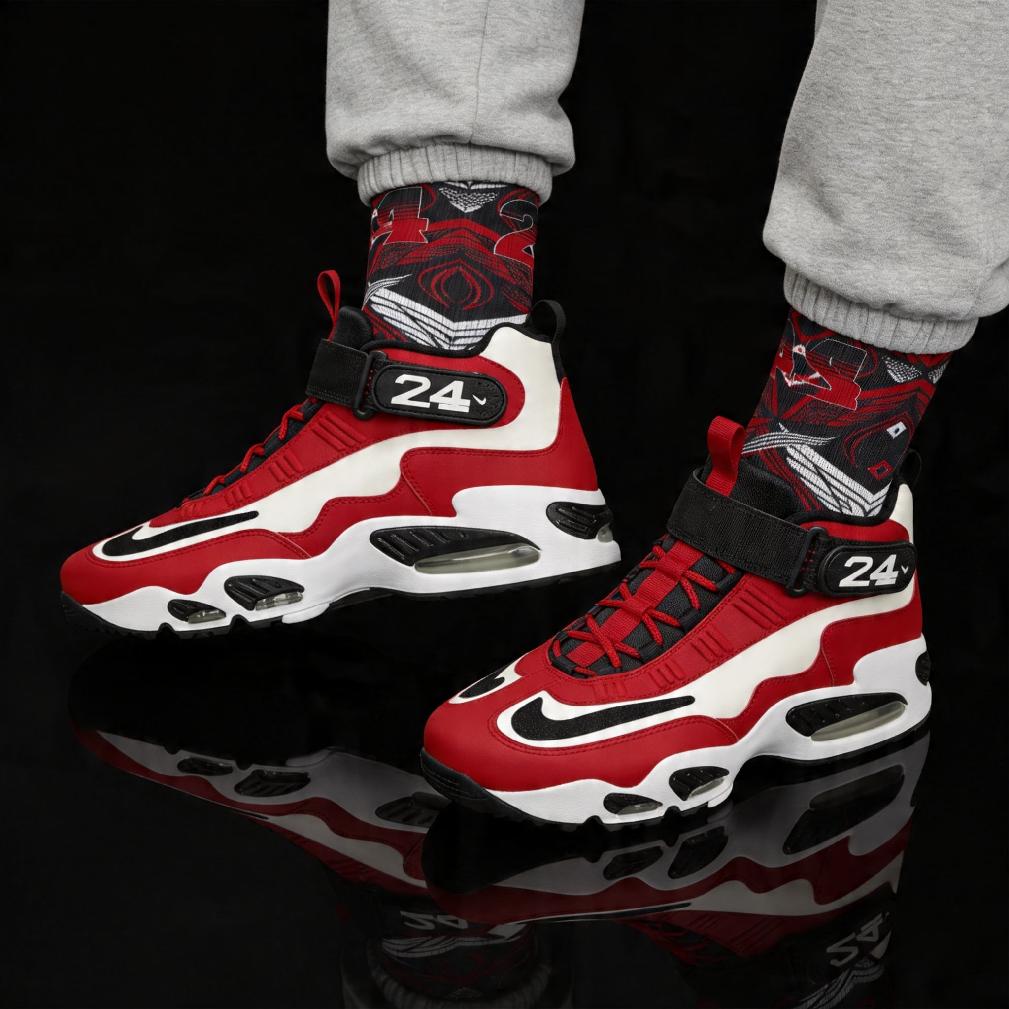Nike Air Griffey Max 1 Cincinnati Reds matching Crew Socks | Baseball Heritage Streetwear