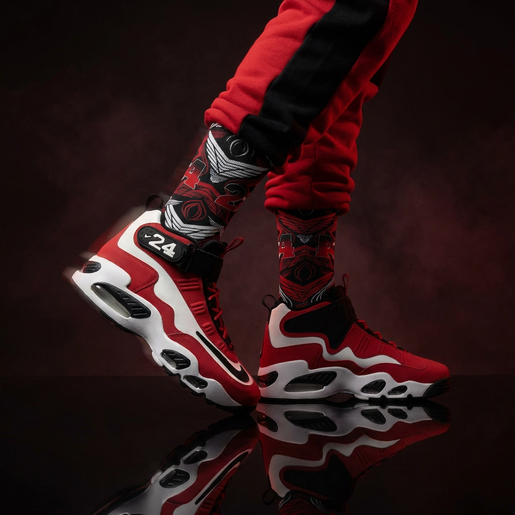 Nike Air Griffey Max 1 Cincinnati Reds matching Crew Socks | Baseball Heritage Streetwear